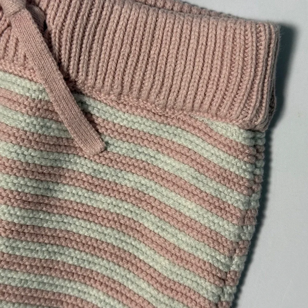 Carters Just One You Pink Knit‎ Bear Sweater Striped Pants Hat 3pc Set 6m